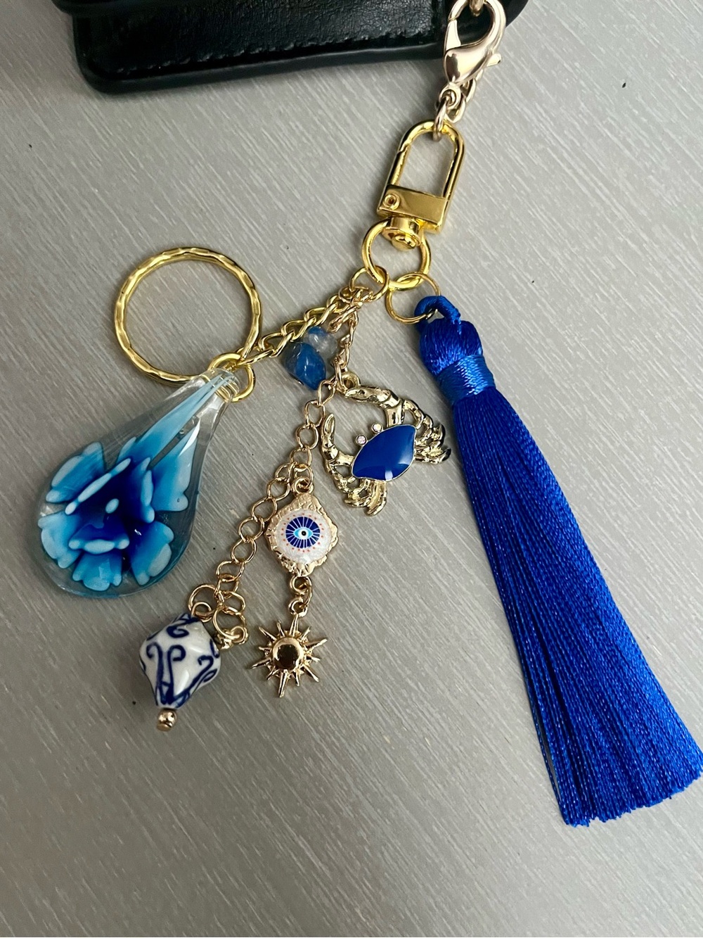 Evil Eye Inspired Bag Charm with Tassel